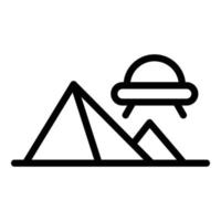 Pyramid alien ship icon outline vector. Space ufo vector