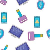 Hacking elements pattern, cartoon style vector