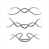 Thorn branch or vine. Natural intertwined pattern. Element of tattoo with spike. vector