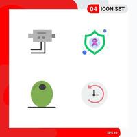 Universal Icon Symbols Group of 4 Modern Flat Icons of cam olive arrow cancer backup Editable Vector Design Elements