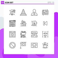 Pack of 16 creative Outlines of controller hobby tools hobbies book Editable Vector Design Elements