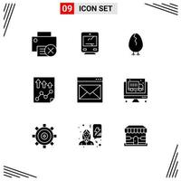 Modern Set of 9 Solid Glyphs and symbols such as report page travel high happy Editable Vector Design Elements