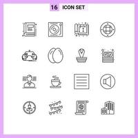 Stock Vector Icon Pack of 16 Line Signs and Symbols for game light architect lamp interior Editable Vector Design Elements