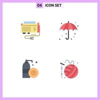 Universal Icon Symbols Group of 4 Modern Flat Icons of apc aerosol power umbrella cleaning Editable Vector Design Elements