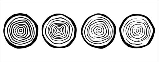 Cut tree trunk. Stump cross section. Concentric circular pattern on wood. Logger and Woodworking Industry Icon vector