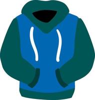 Hoodie with hood. Blue Warm clothing. Cartoon flat illustration. Sweatshirt with handles vector