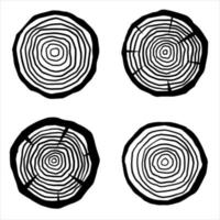 Cut tree trunk. Stump cross section. Concentric circular pattern on wood. Logger and Woodworking Industry Icon vector