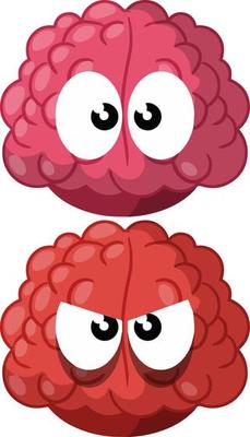 Funny brain with eyes.  Cartoon flat illustration