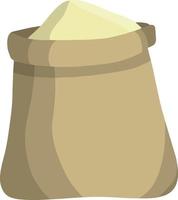 Canvas burlap bag. Cartoon flat illustration. Rustic element for mill. Packaging for storage of grain and flour. pile of wheat vector
