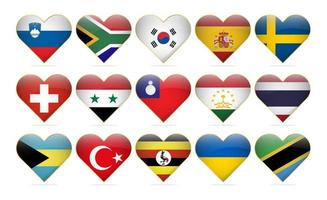 Heart National Flags Of The World Design Template Realistic vector