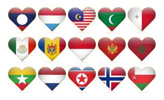 corazón banderas nacionales del mundo plantilla de diseño realista vector