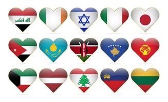 Heart National Flags Of The World Design Template Realistic vector