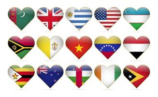 Heart National Flags Of The World Design Template Realistic vector