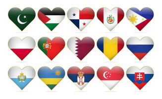 corazón banderas nacionales del mundo plantilla de diseño realista vector