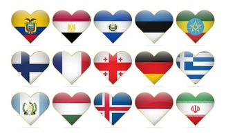 corazón banderas nacionales del mundo plantilla de diseño realista vector