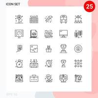 25 Creative Icons Modern Signs and Symbols of protection transport festivity logistic bus Editable Vector Design Elements