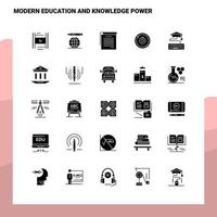 25 Modern Education And Knowledge Power Icon set. Solid Glyph Icon Vector Illustration Template For Web and Mobile. Ideas for business company.