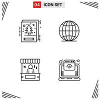 4 Icons Line Style. Grid Based Creative Outline Symbols for Website Design. Simple Line Icon Signs Isolated on White Background. 4 Icon Set. vector