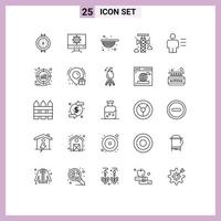 25 User Interface Line Pack of modern Signs and Symbols of human body food avatar loudspeaker Editable Vector Design Elements