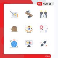 9 Creative Icons Modern Signs and Symbols of wooden log swiss shared mind Editable Vector Design Elements