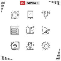 9 User Interface Outline Pack of modern Signs and Symbols of sidebar interface iphone communication pitch Editable Vector Design Elements