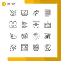 Set of 16 Modern UI Icons Symbols Signs for report page imac homework speaker Editable Vector Design Elements