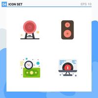 User Interface Pack of 4 Basic Flat Icons of architecture investment landmark woofer time Editable Vector Design Elements