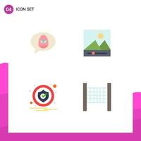 Mobile Interface Flat Icon Set of 4 Pictograms of chat notification nature photos net Editable Vector Design Elements