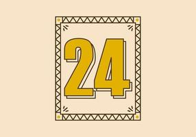 Vintage rectangle frame with number 24 on it vector