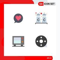 Set of 4 Commercial Flat Icons pack for chat action clapper cinnamon deposit clapper Editable Vector Design Elements