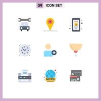 Universal Icon Symbols Group of 9 Modern Flat Colors of baby multimedia printing add on time Editable Vector Design Elements