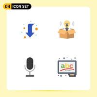 Group of 4 Flat Icons Signs and Symbols for arrow broadcast left idea microphone Editable Vector Design Elements