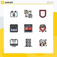 9 Creative Icons Modern Signs and Symbols of web layout security design multimedia Editable Vector Design Elements