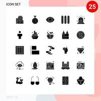 User Interface Pack of 25 Basic Solid Glyphs of male siren view danger alarm Editable Vector Design Elements