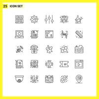 Group of 25 Lines Signs and Symbols for wheel one wheel controls smiley face Editable Vector Design Elements