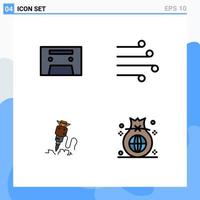 4 Universal Filledline Flat Color Signs Symbols of analog building air weather repair Editable Vector Design Elements