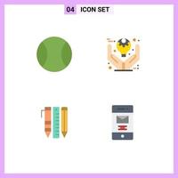 conjunto moderno de 4 iconos y símbolos planos, como herramientas esenciales de bola, elementos de productos comerciales, elementos de diseño vectorial editables vector