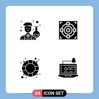 4 User Interface Solid Glyph Pack of modern Signs and Symbols of scientist safe scientist success water Editable Vector Design Elements