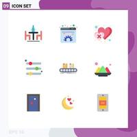 Universal Icon Symbols Group of 9 Modern Flat Colors of preference equalizer management configuration love Editable Vector Design Elements