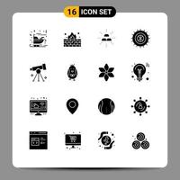 16 Thematic Vector Solid Glyphs and Editable Symbols of laboratory wheel bars tire interest Editable Vector Design Elements