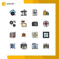 Universal Icon Symbols Group of 16 Modern Flat Color Filled Lines of configuration shopping ad business purse advertising Editable Creative Vector Design Elements