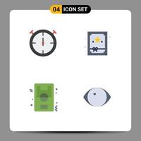 Pack of 4 Modern Flat Icons Signs and Symbols for Web Print Media such as stopwatch game box field face Editable Vector Design Elements