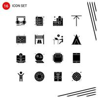 Universal Icon Symbols Group of 16 Modern Solid Glyphs of hobbies image advertising up arrow Editable Vector Design Elements