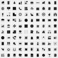 Set of 100 Business Solid Glyph icons vector