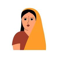 Indian woman portrait. Vector illustration in flat style