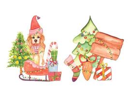 Watercolor Christmas clipart set for t-shirt, sublimation, greeting card, prints and background. Merry Christmas Sublimation Vector