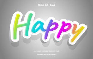 panel de estilo gráfico de efecto de texto feliz vector