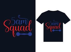 5am Squad illustrations for print-ready T-Shirts desig vector