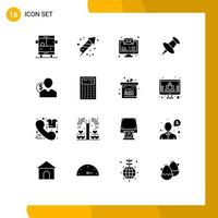 Modern Set of 16 Solid Glyphs and symbols such as finance costs message user mark Editable Vector Design Elements