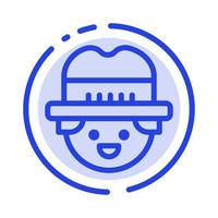 Farmer Gardener Man Blue Dotted Line Line Icon vector